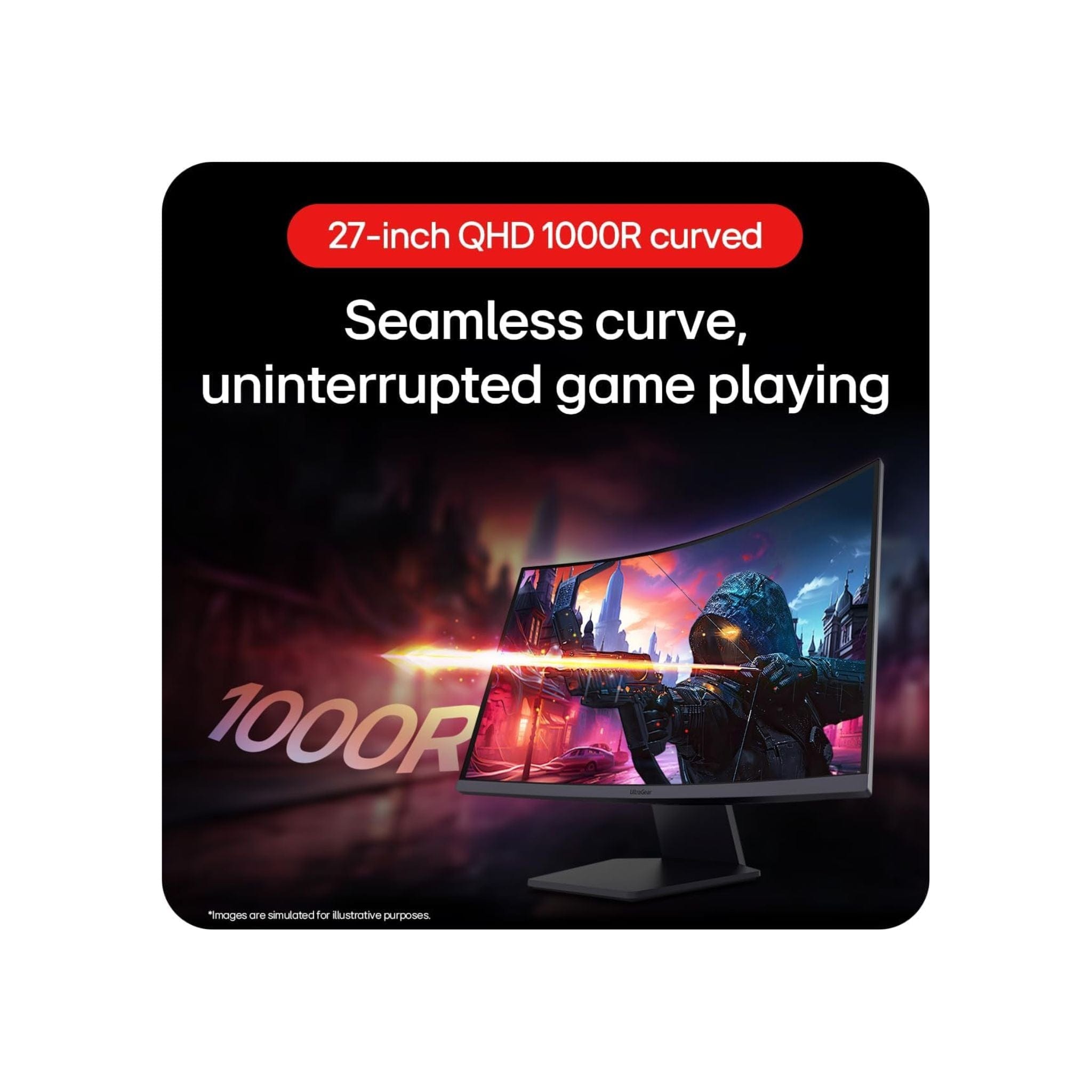 LG Monitors LG 27” UltraGear™ QHD, 1ms (GtG), 180Hz curved gaming monitor