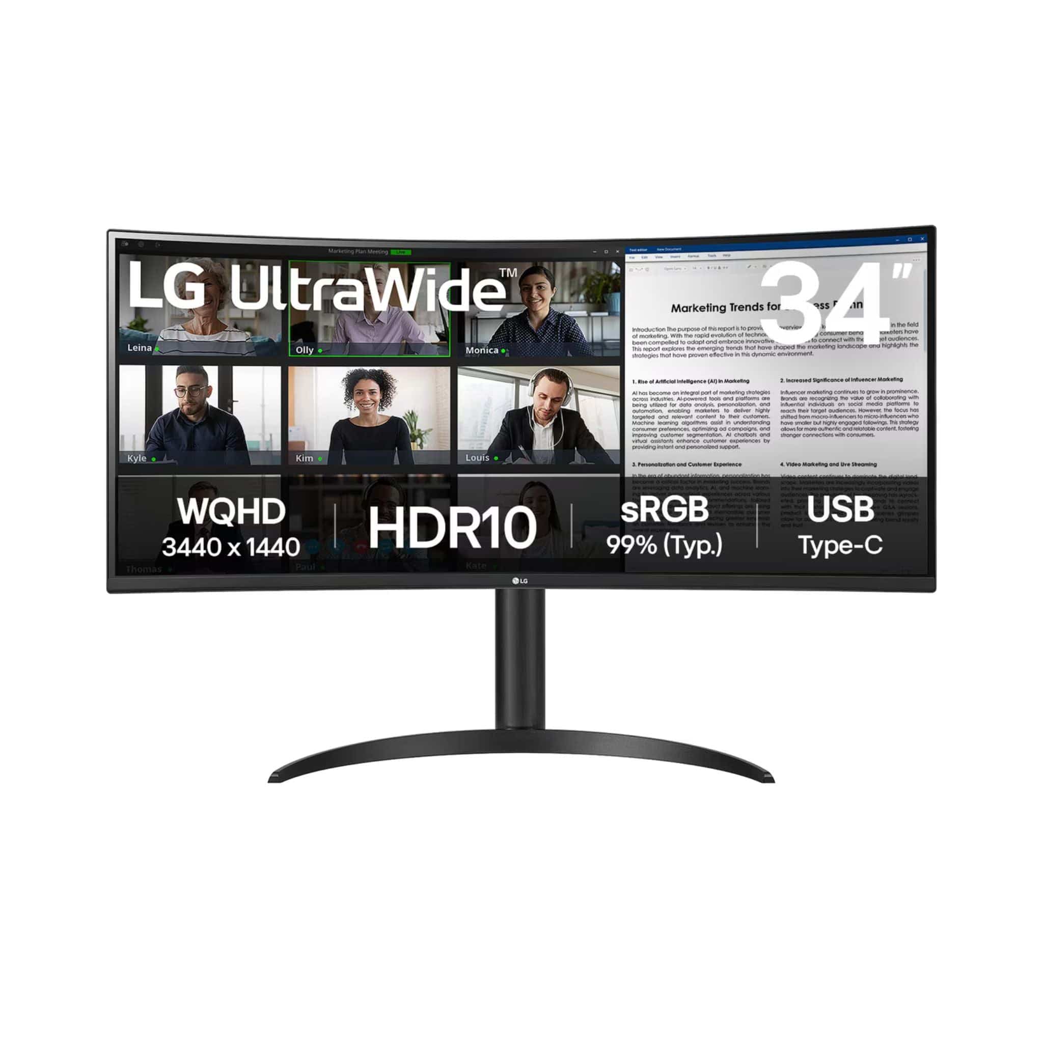 LG Monitors LG 34" 34WR55QK UltraWide QHD Curved monitor with USB Type-C™ Main image