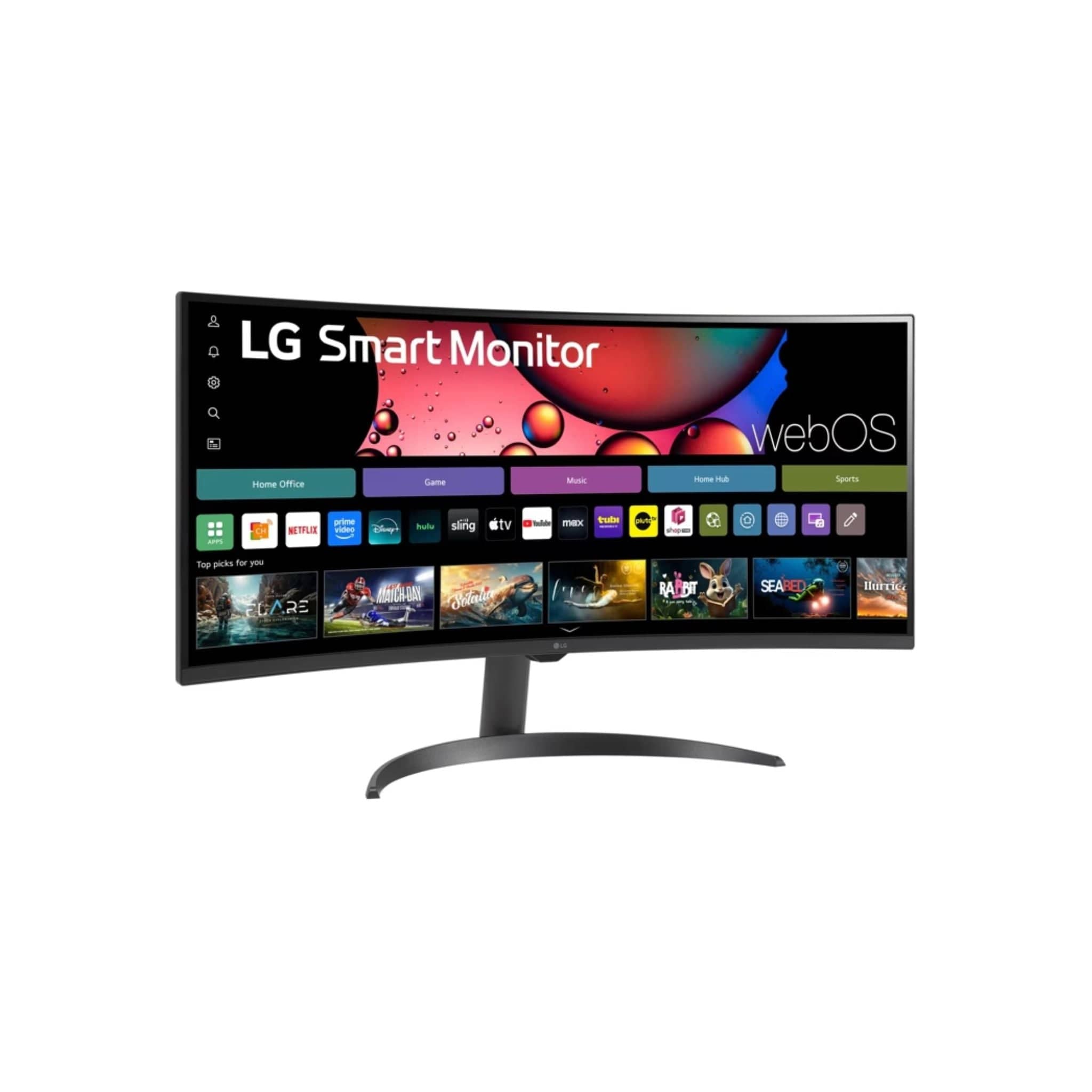 LG Monitors LG 34SR60QC-B 34 Inch Smart Monitor WQHD 1440P Curved Screen 100Hz with webOS