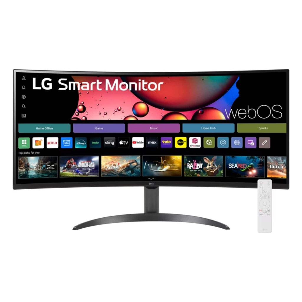 LG Monitors LG 34SR60QC-B 34 Inch Smart Monitor WQHD 1440P Curved Screen 100Hz with webOS