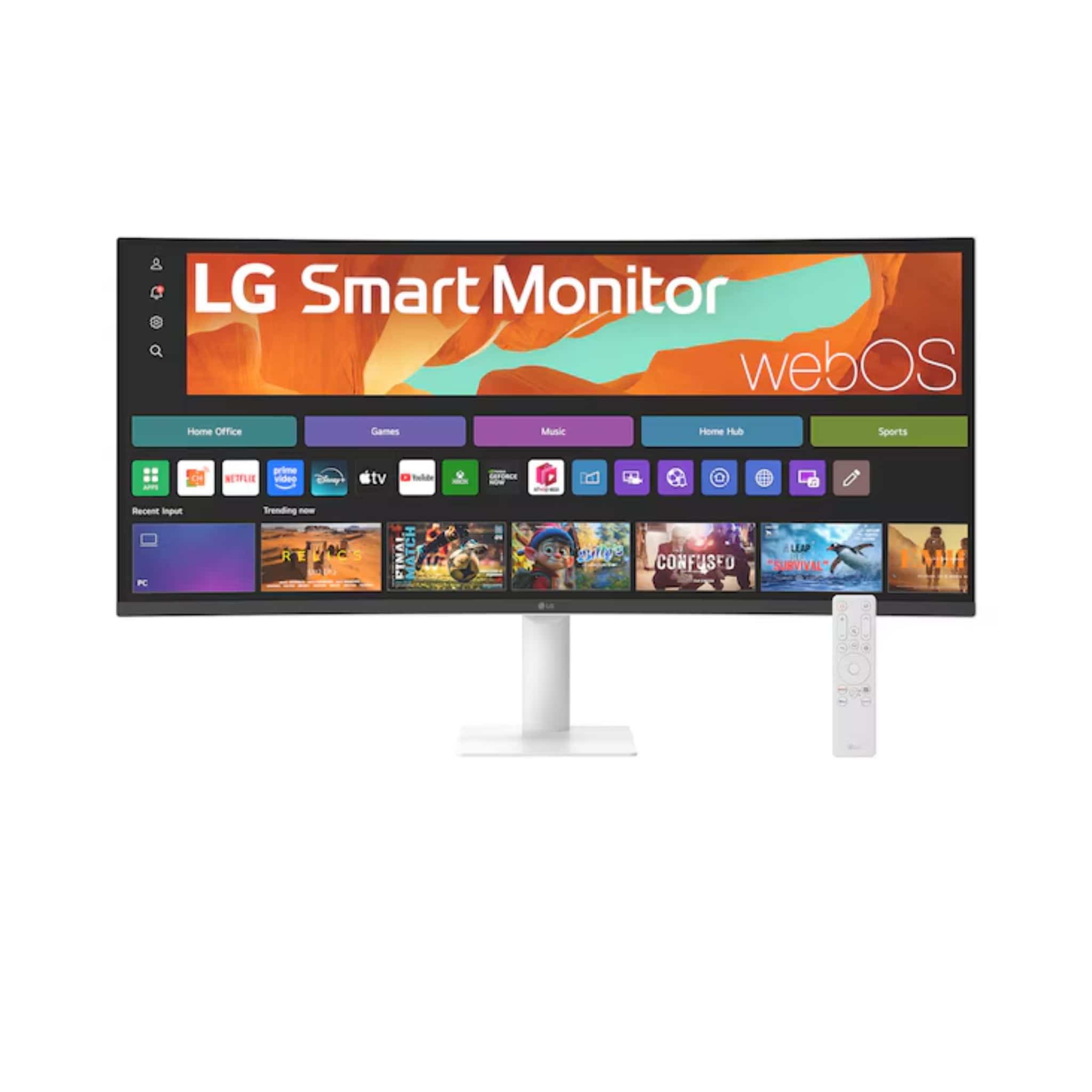 LG Monitors LG 34U601SA 34" Smart Monitor, WQHD Curved screen, webOS, 300nits, AirPlay 2, Google Cast, White