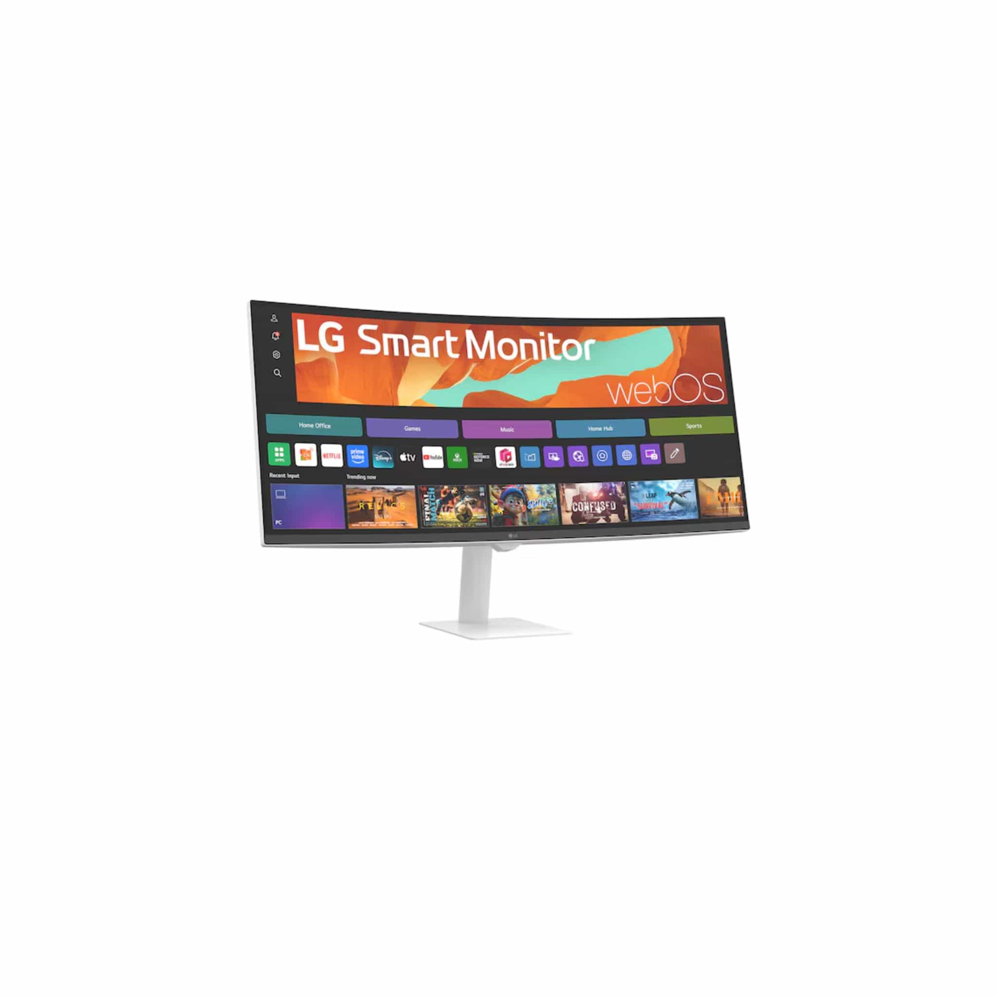 LG Monitors LG 34U601SA 34" Smart Monitor, WQHD Curved screen, webOS, 300nits, AirPlay 2, Google Cast, White
