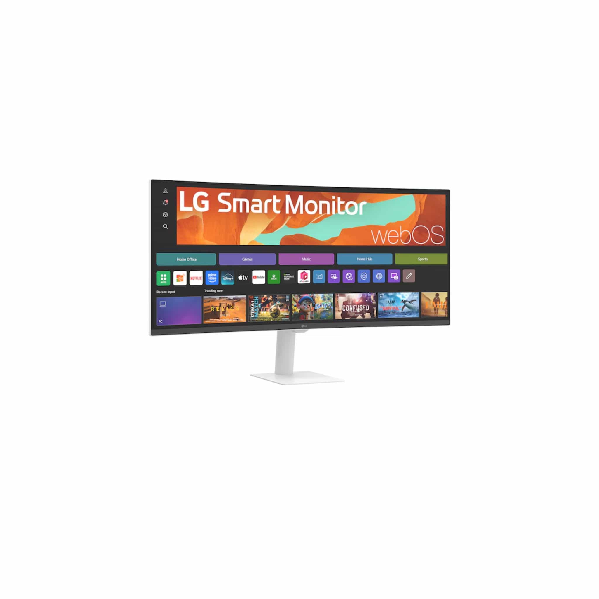 LG Monitors LG 34U601SA 34" Smart Monitor, WQHD Curved screen, webOS, 300nits, AirPlay 2, Google Cast, White