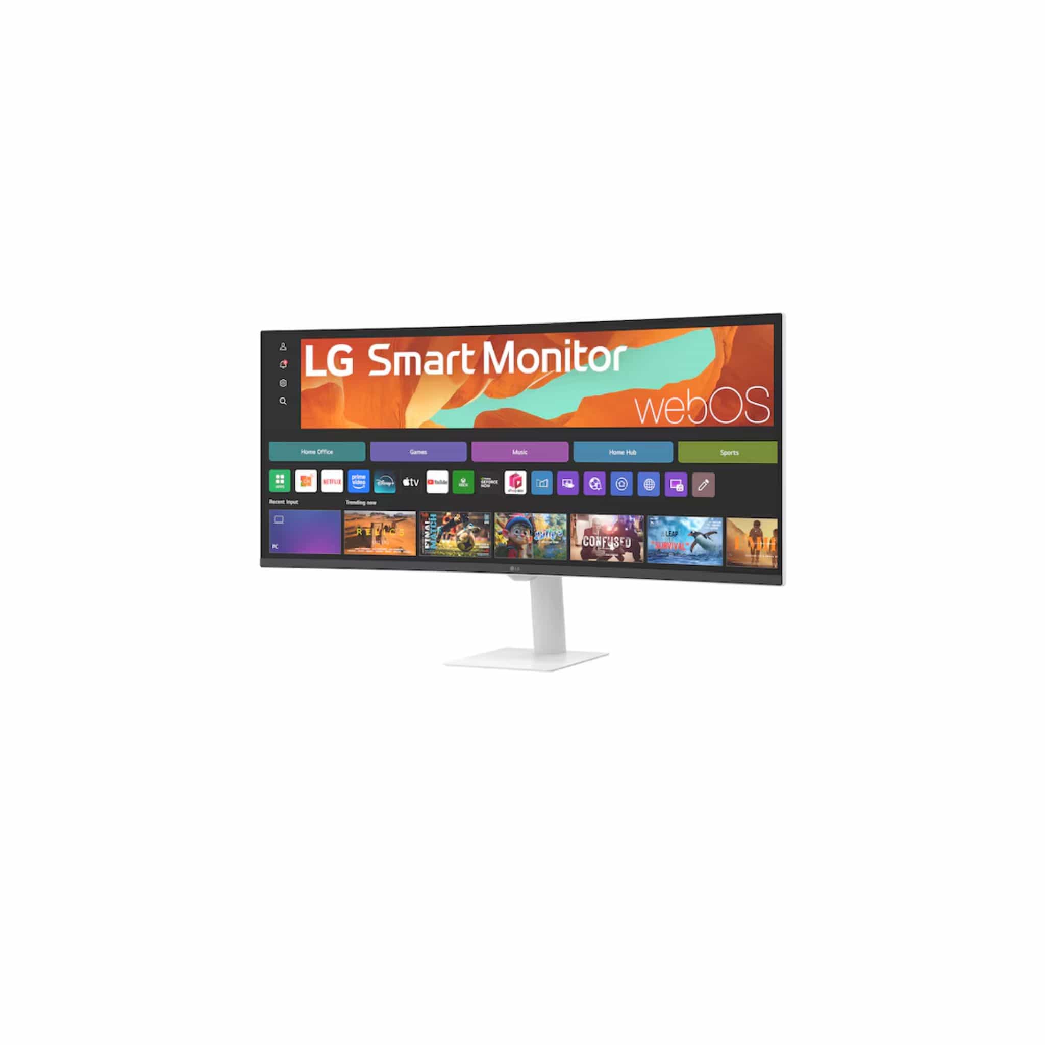 LG Monitors LG 34U601SA 34" Smart Monitor, WQHD Curved screen, webOS, 300nits, AirPlay 2, Google Cast, White