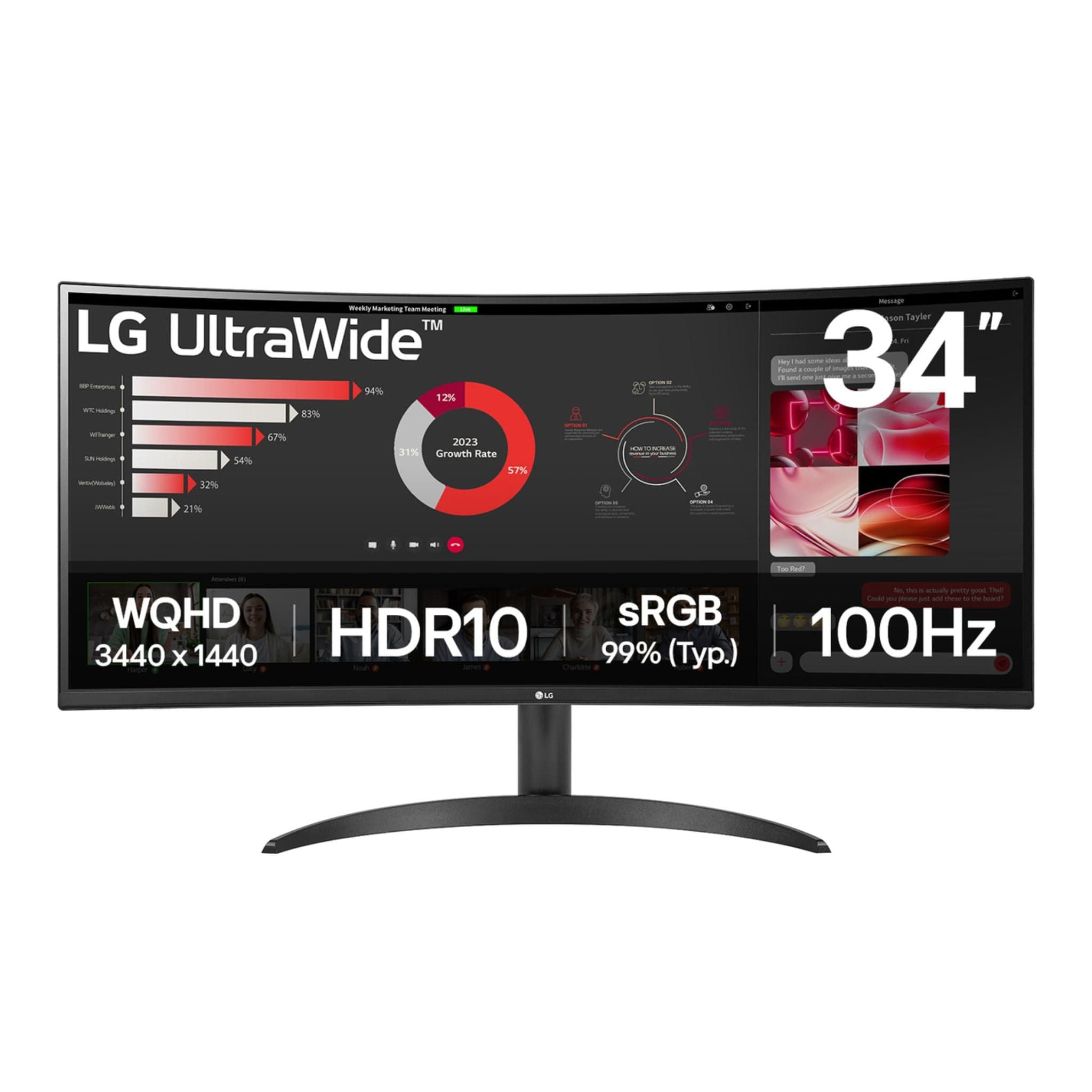 LG Monitors LG 34WR50QK-B  34" UltraWide QHD 100Hz Curved monitor Main image