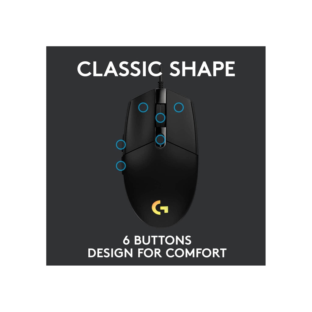 Logitech Components Logitech G203 LIGHTSYNC RGB 6 Button Gaming Mouse - Black