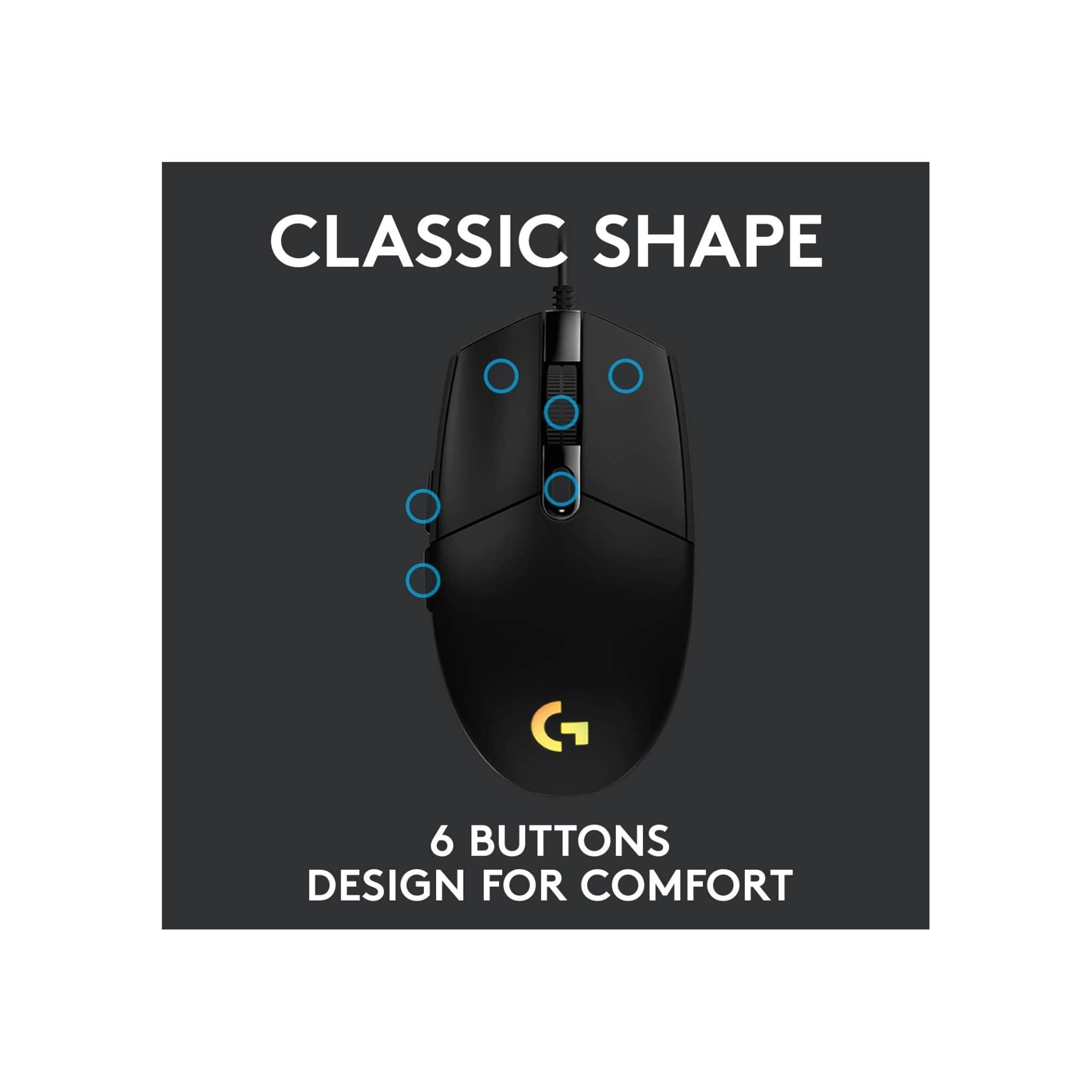 Logitech Components Logitech G203 LIGHTSYNC RGB 6 Button Gaming Mouse - Black
