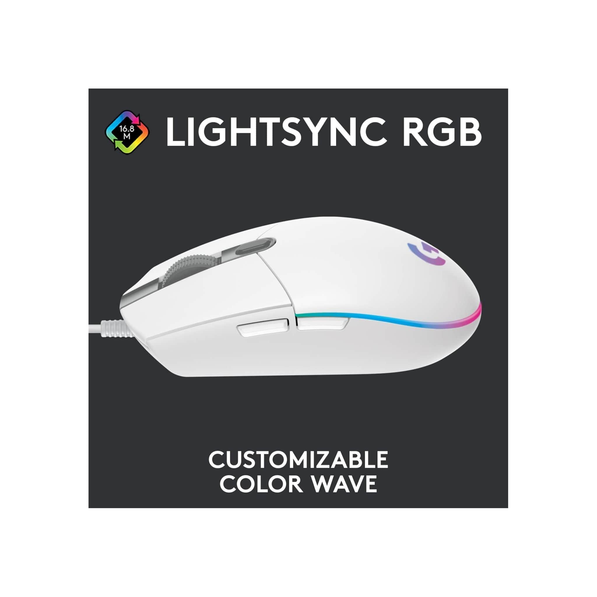 Logitech G203 LIGHTSYNC RGB 6 Button Gaming Mouse - White Secondary image