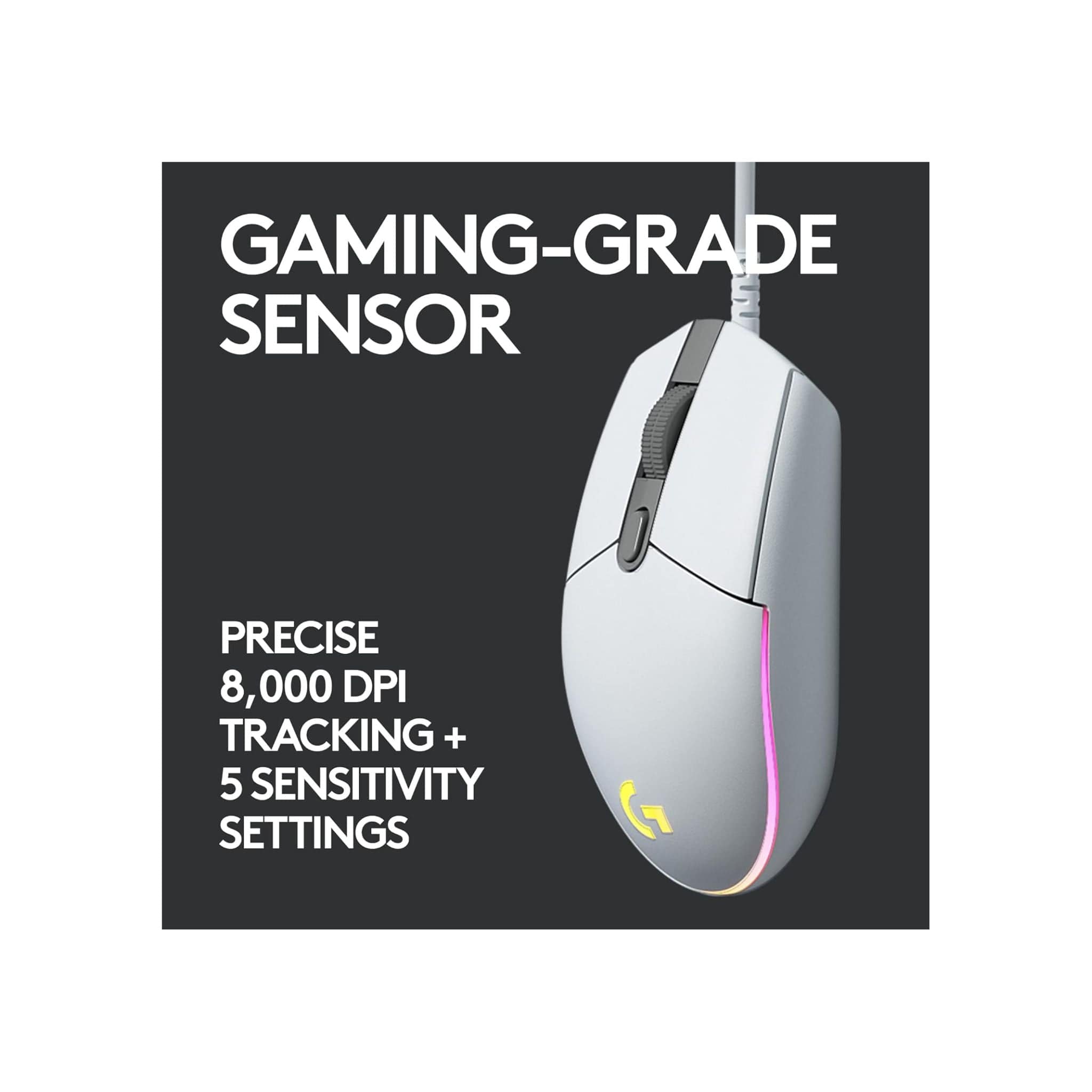 Logitech Components Logitech G203 LIGHTSYNC RGB 6 Button Gaming Mouse - White