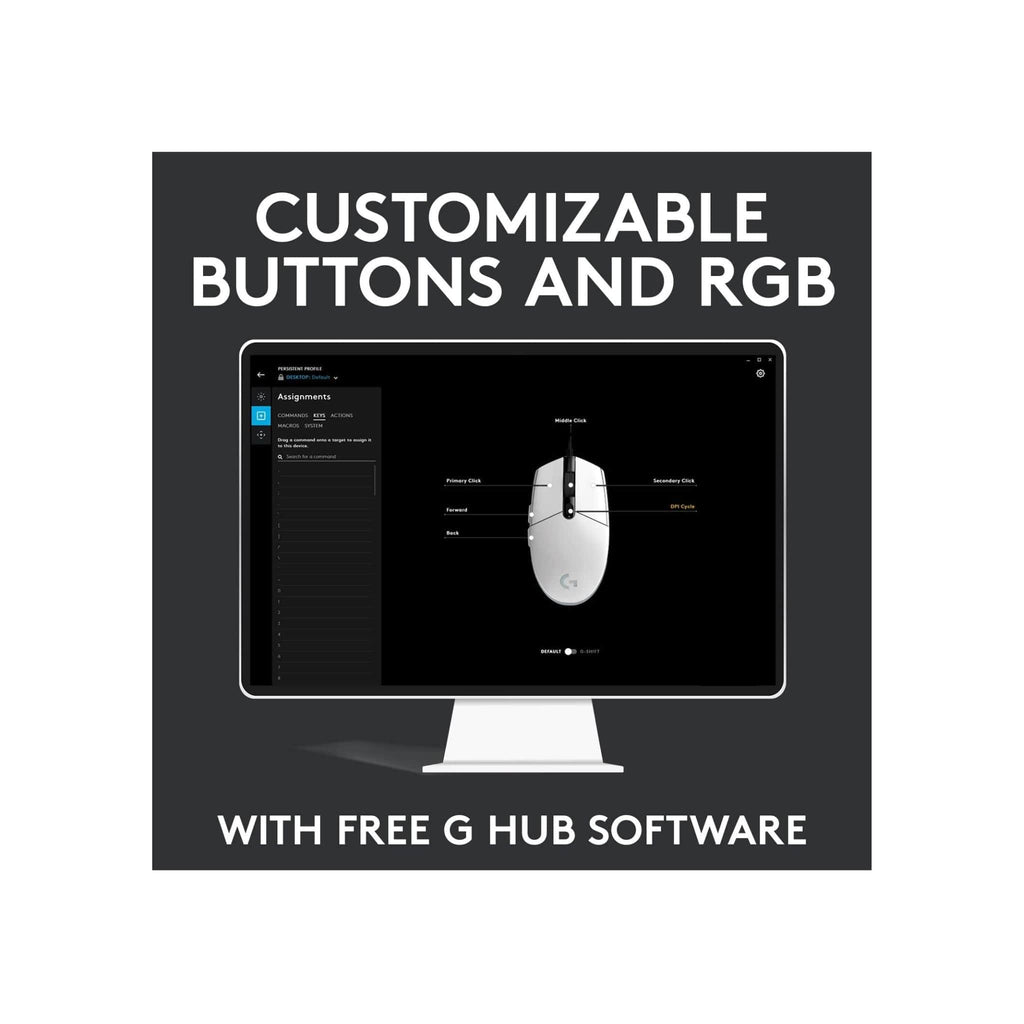 Logitech Components Logitech G203 LIGHTSYNC RGB 6 Button Gaming Mouse - White