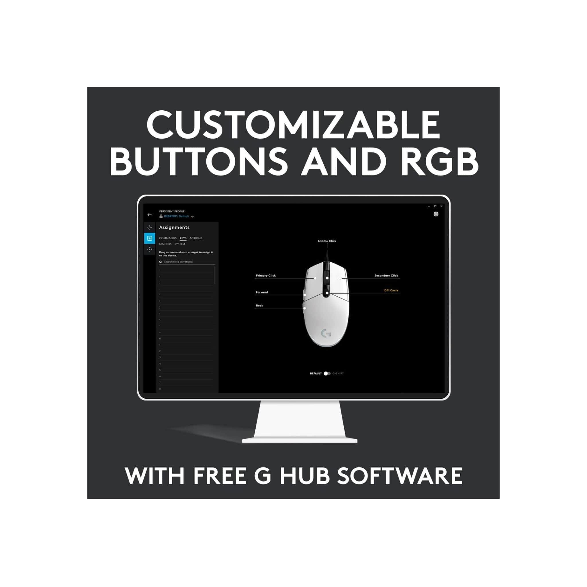 Logitech Components Logitech G203 LIGHTSYNC RGB 6 Button Gaming Mouse - White