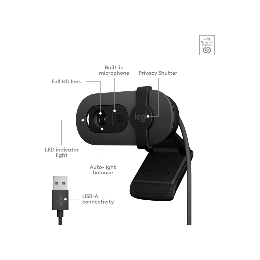 Logitech Logitech Brio 100 Full HD Webcam for Meetings and Streaming - Graphite