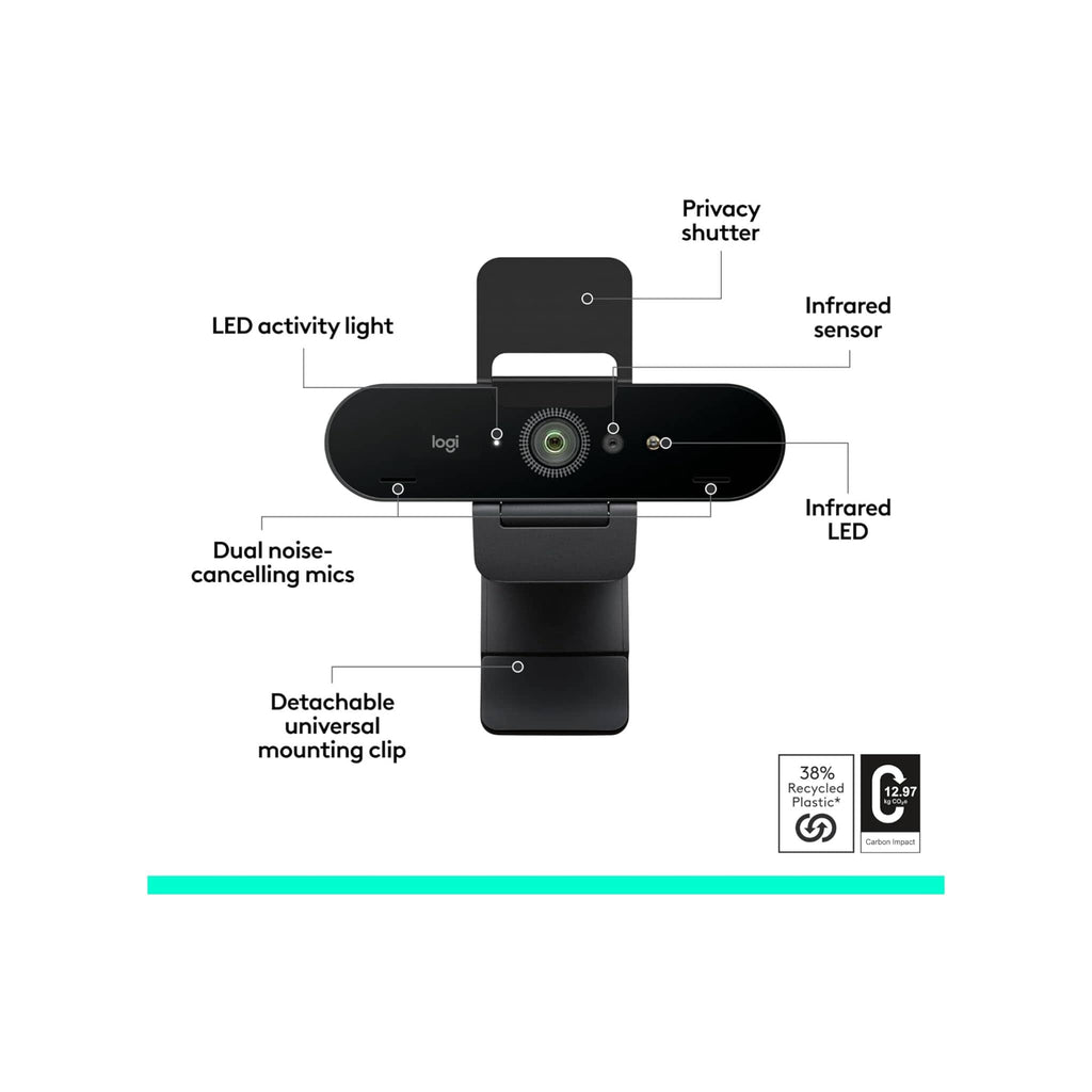 Logitech Logitech Brio 4K webcam with HDR,  Video Calling, Noise-Cancelling mic - Graphite