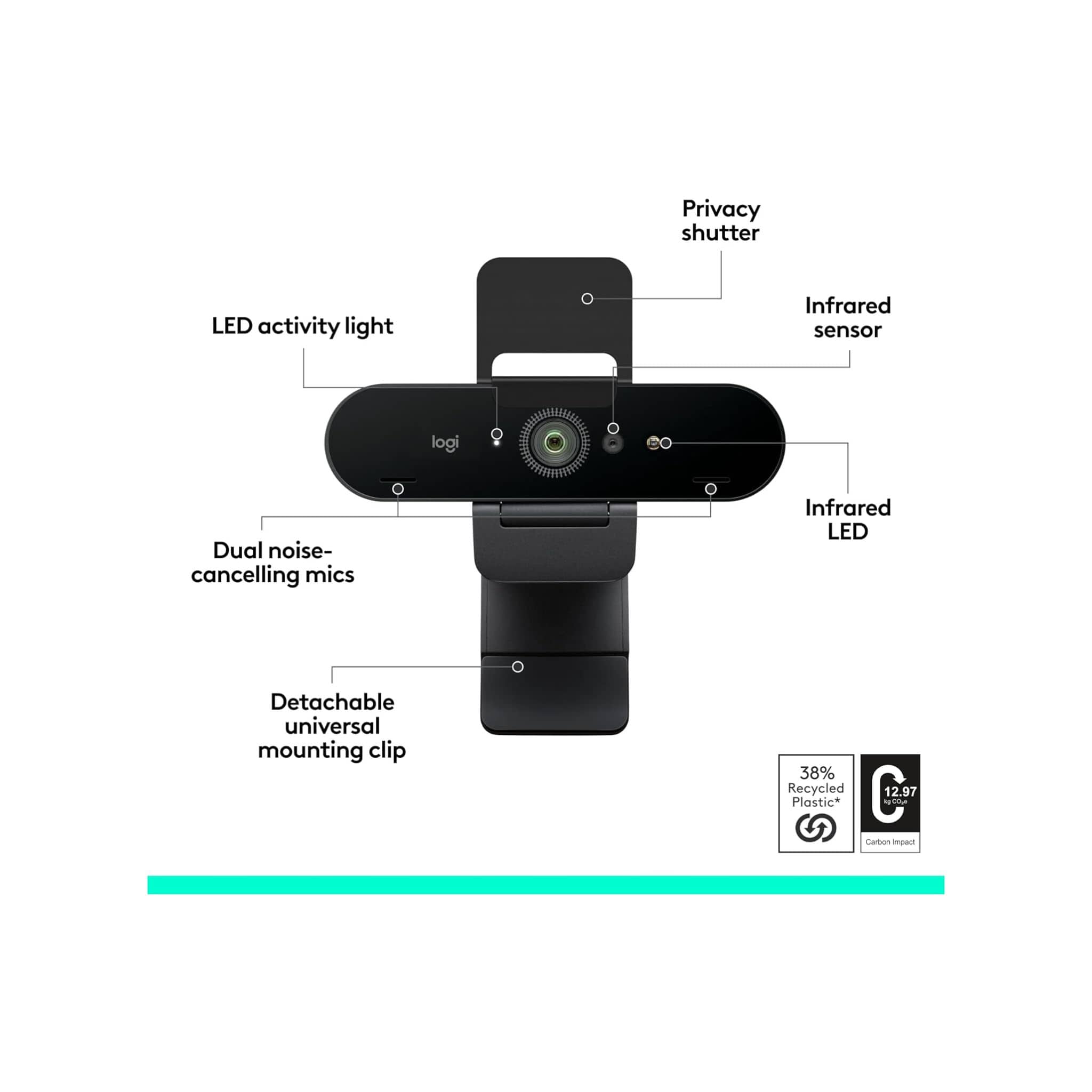 Logitech Logitech Brio 4K webcam with HDR,  Video Calling, Noise-Cancelling mic - Graphite
