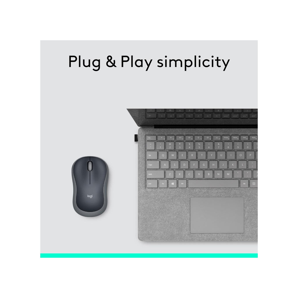 Logitech Logitech M185 Wireless Mouse with 2.4GHz connectivity and a 12-month battery life - Grey