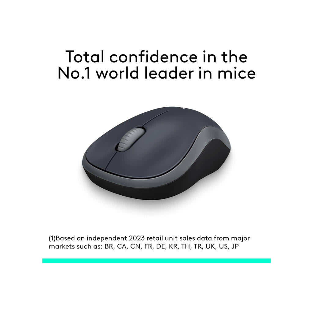 Logitech Logitech M185 Wireless Mouse with 2.4GHz connectivity and a 12-month battery life - Grey