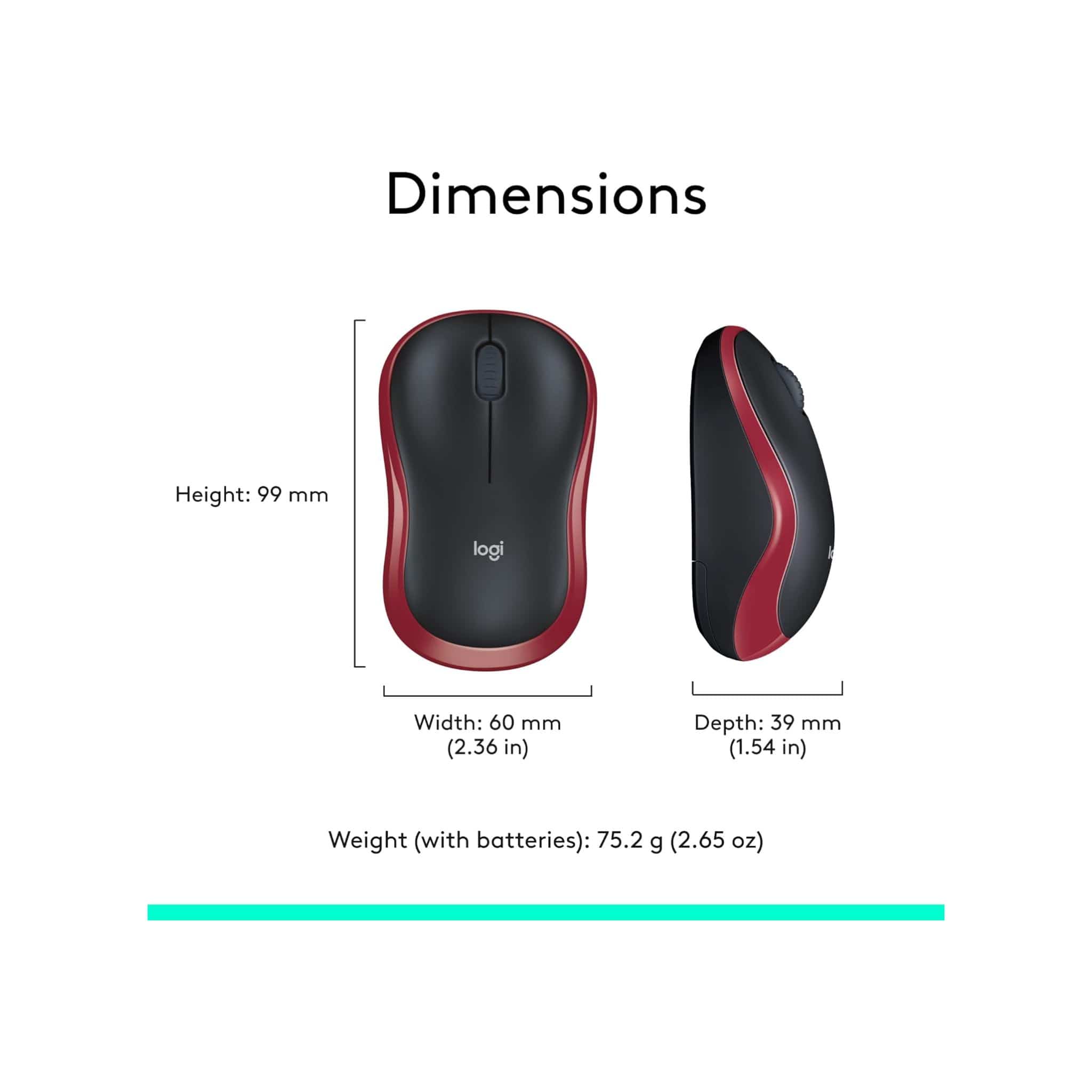 Logitech Logitech M185 Wireless Mouse with 2.4GHz connectivity and a 12-month battery life - Red