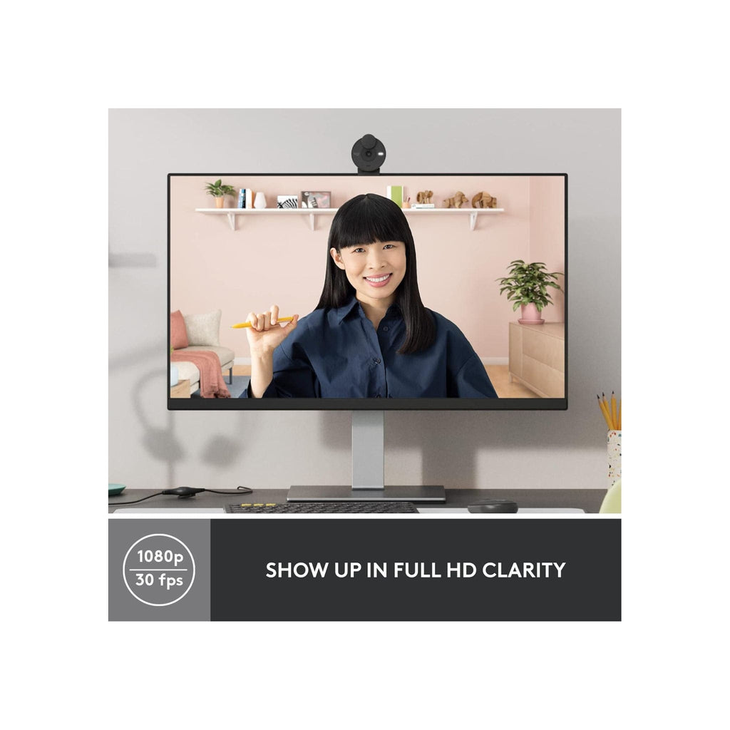 Logitech Webcam Logitech Brio 300 A 1080p webcam with auto light correction, noise-reducing mic, and USB-C