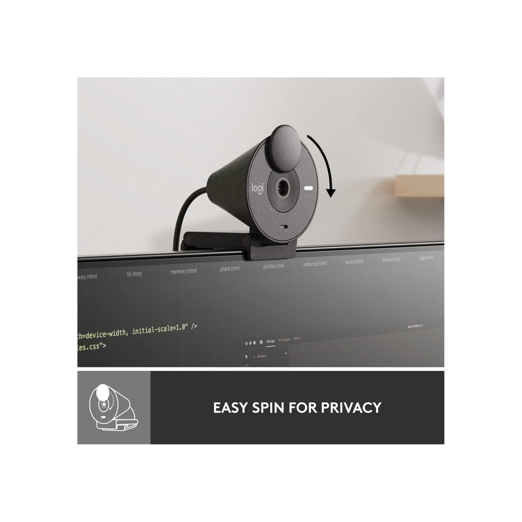 Logitech Webcam Logitech Brio 300 A 1080p webcam with auto light correction, noise-reducing mic, and USB-C