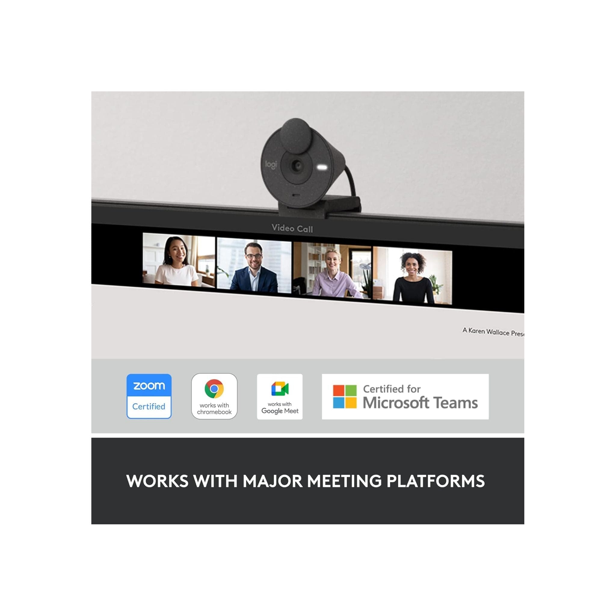 Logitech Webcam Logitech Brio 300 A 1080p webcam with auto light correction, noise-reducing mic, and USB-C