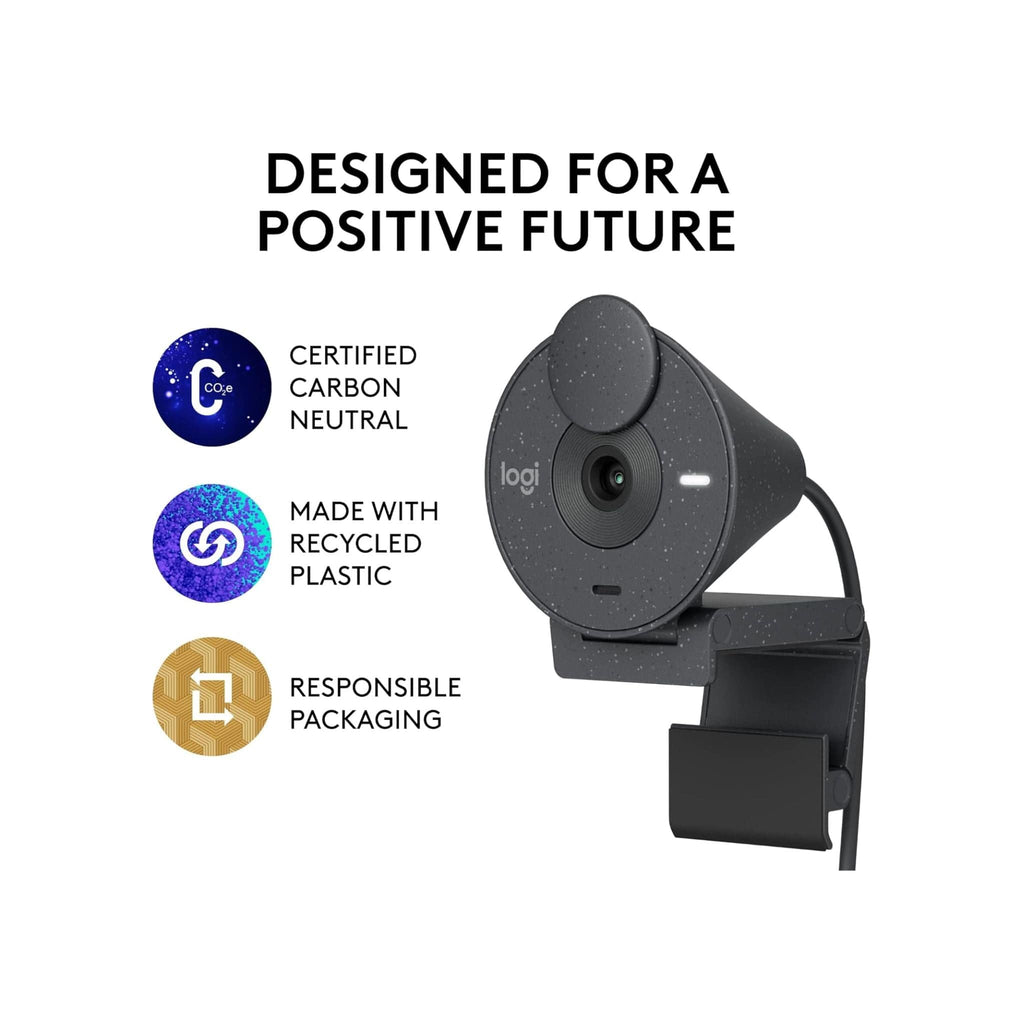 Logitech Webcam Logitech Brio 300 A 1080p webcam with auto light correction, noise-reducing mic, and USB-C