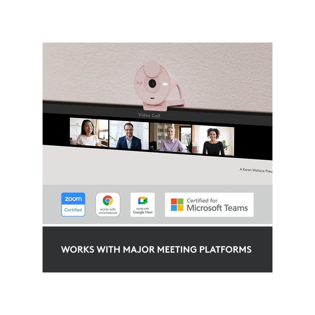 Logitech Webcam Logitech Brio 300 A 1080p webcam with auto light correction, noise-reducing mic, and USB-C - Rose