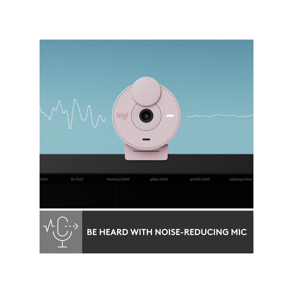 Logitech Webcam Logitech Brio 300 A 1080p webcam with auto light correction, noise-reducing mic, and USB-C - Rose