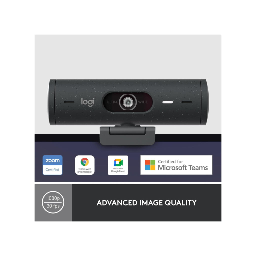 Logitech Webcam Logitech Brio 500 Full HD Webcam, Auto Framing, Show Mode, Noise-Reducing Mics, Privacy Shutter, USB-C, Streaming & Video Calling - Microsoft Teams, Google Meet, Zoom, PC/Mac - Graphite