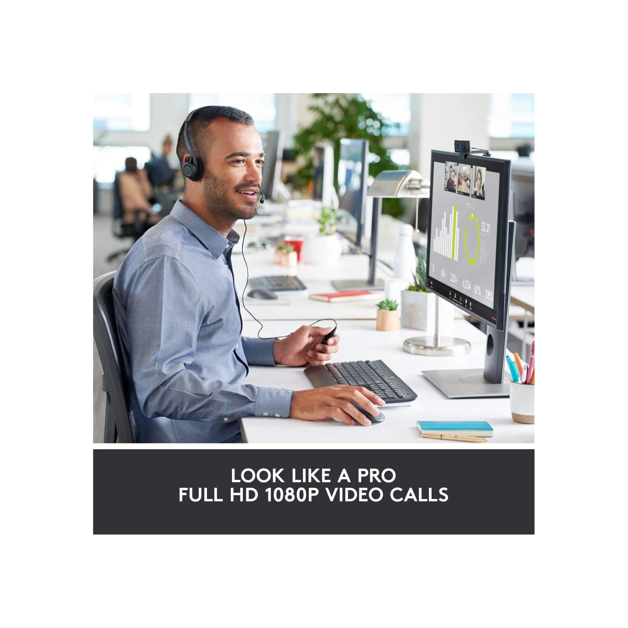 Logitech Webcam Logitech C920 HD Pro Webcam Full HD 1080p video calling with stereo audio