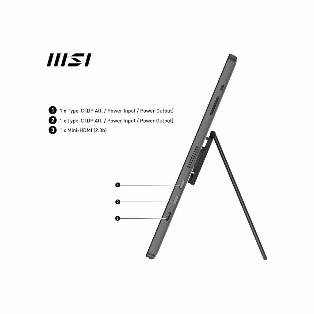 MSI Monitors MSI PRO MP161 E2 15.6-inch Full HD Portable Monitor with USB-C and Built-in Speakers