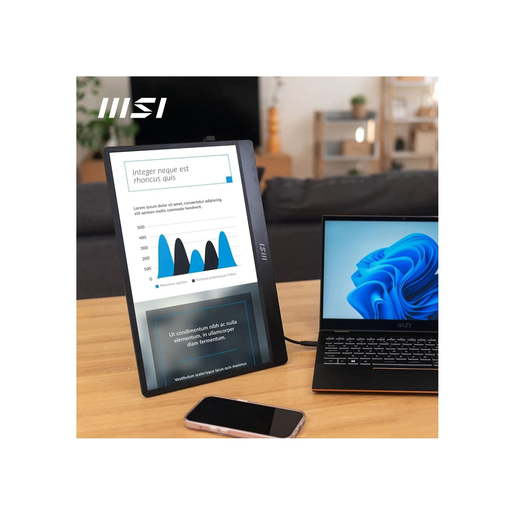 MSI Monitors MSI PRO MP161 E2 15.6-inch Full HD Portable Monitor with USB-C and Built-in Speakers