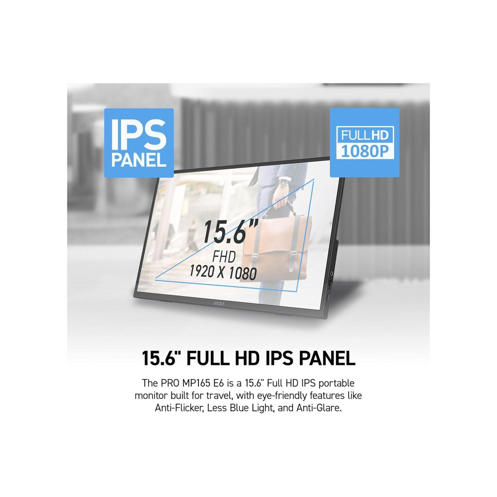 MSI Monitors MSI PRO MP165 E6  Portable & Ultra-slim 15.6-inch Full HD USB-C  Business Monitor