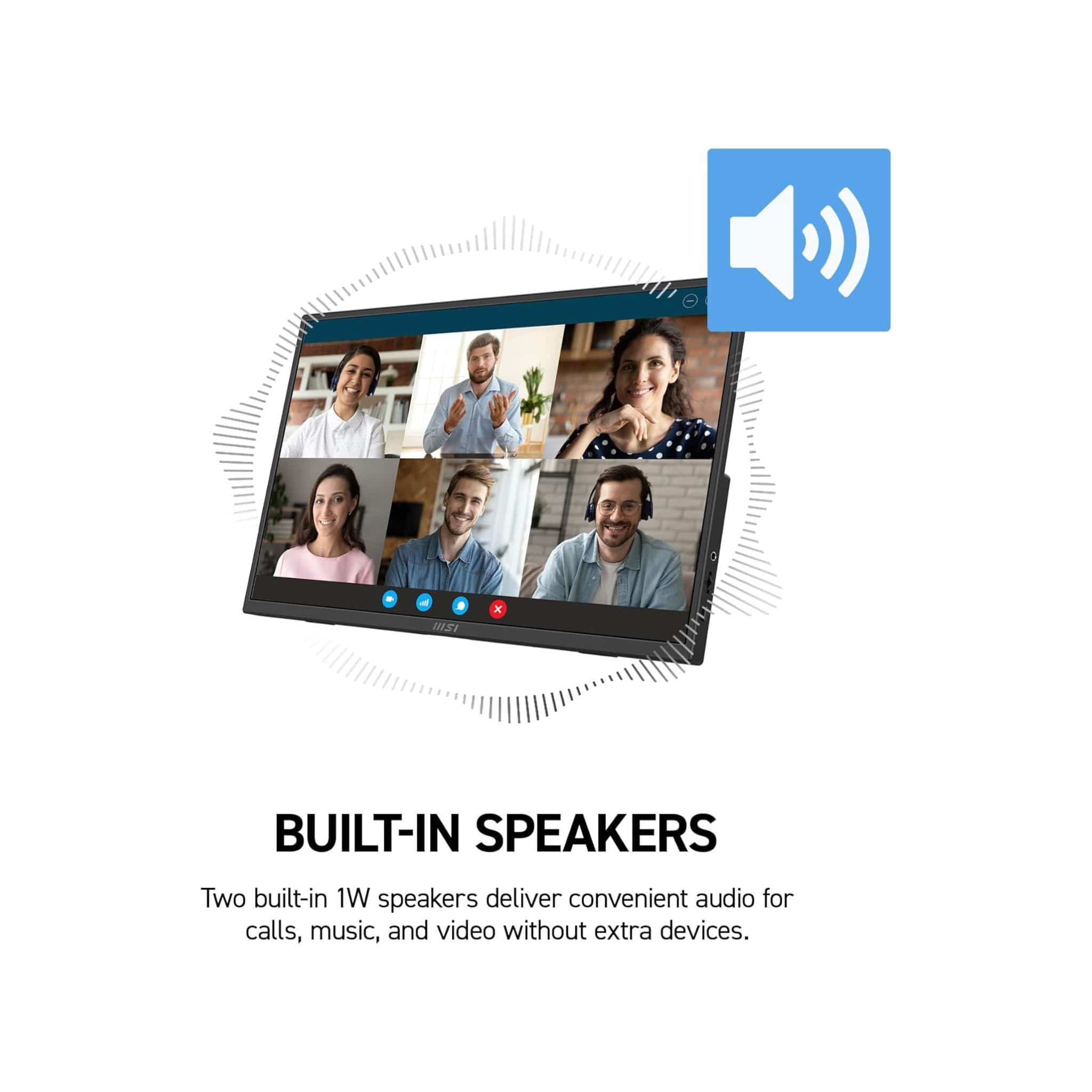 MSI Monitors MSI PRO MP165 E6  Portable & Ultra-slim 15.6-inch Full HD USB-C  Business Monitor