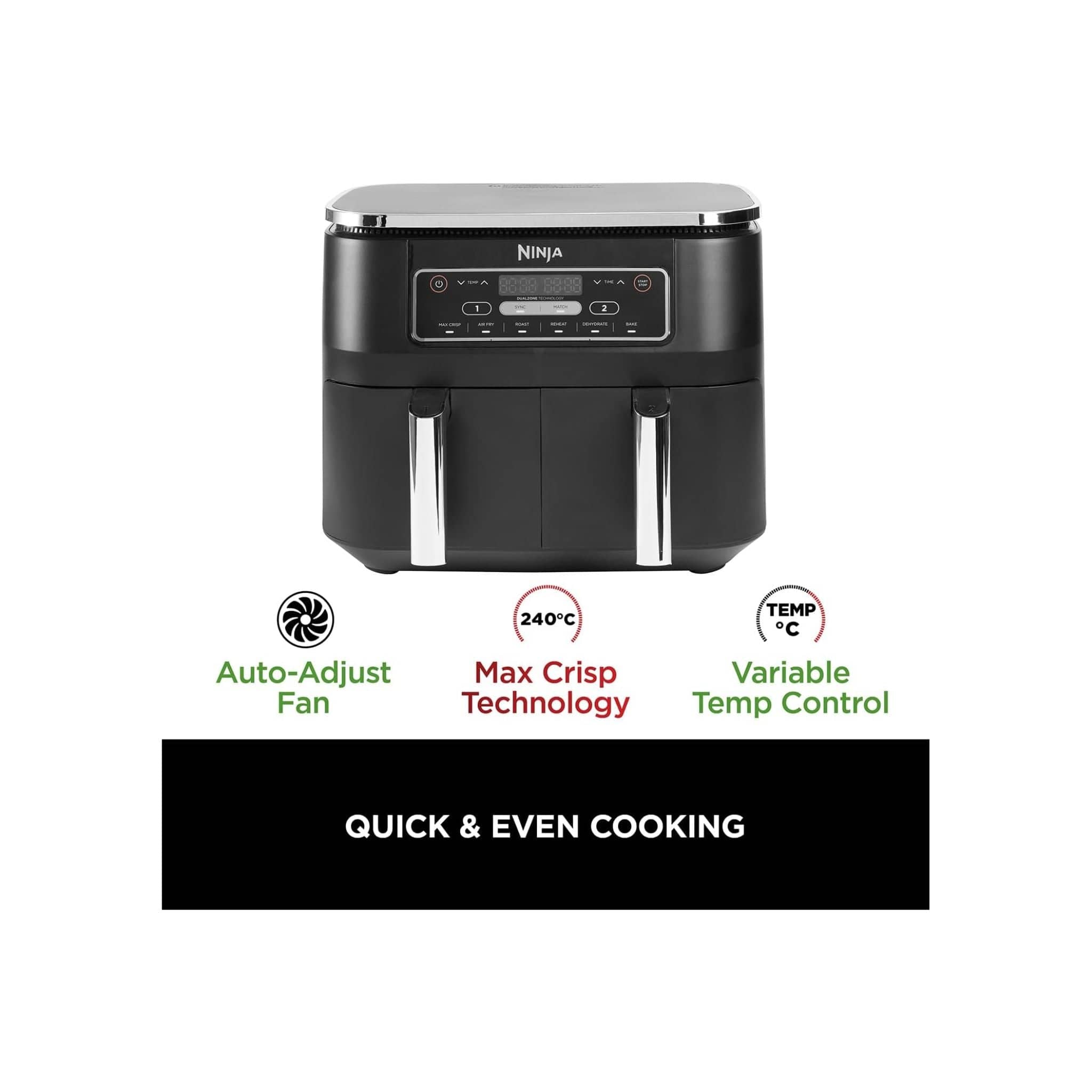 Ninja Kitchen Ninja AF300UK 7.6L Foodi Dual Zone Air Fryer and Dehydrator - Black