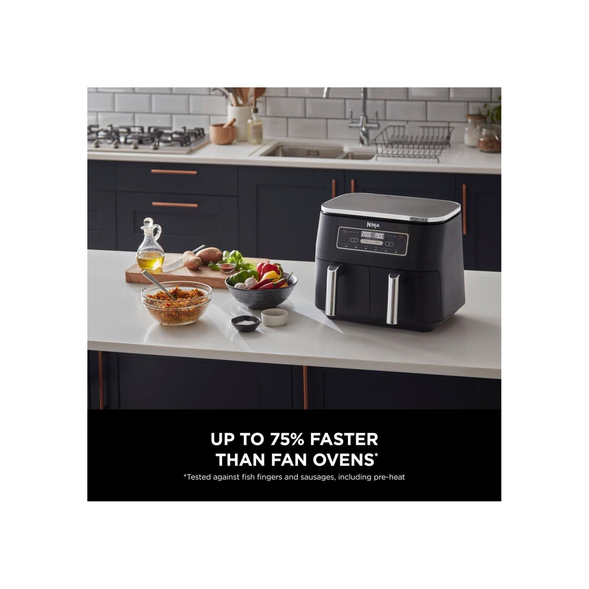 Ninja Kitchen Ninja AF300UK 7.6L Foodi Dual Zone Air Fryer and Dehydrator - Black