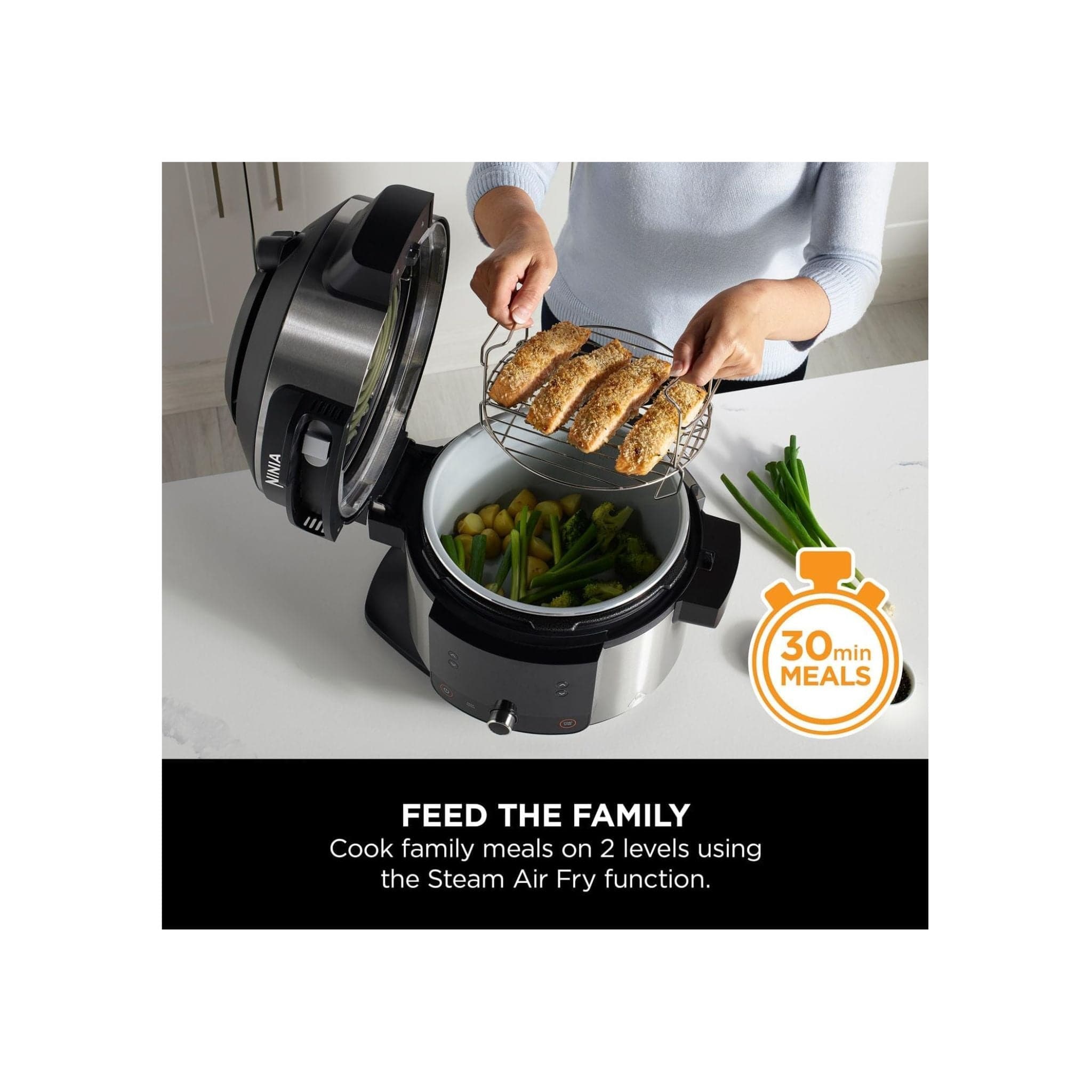 Ninja Multi Cooker Ninja OL550UK Foodi 11-in-1 SmartLid 6L Multi Cooker and Air Fryer