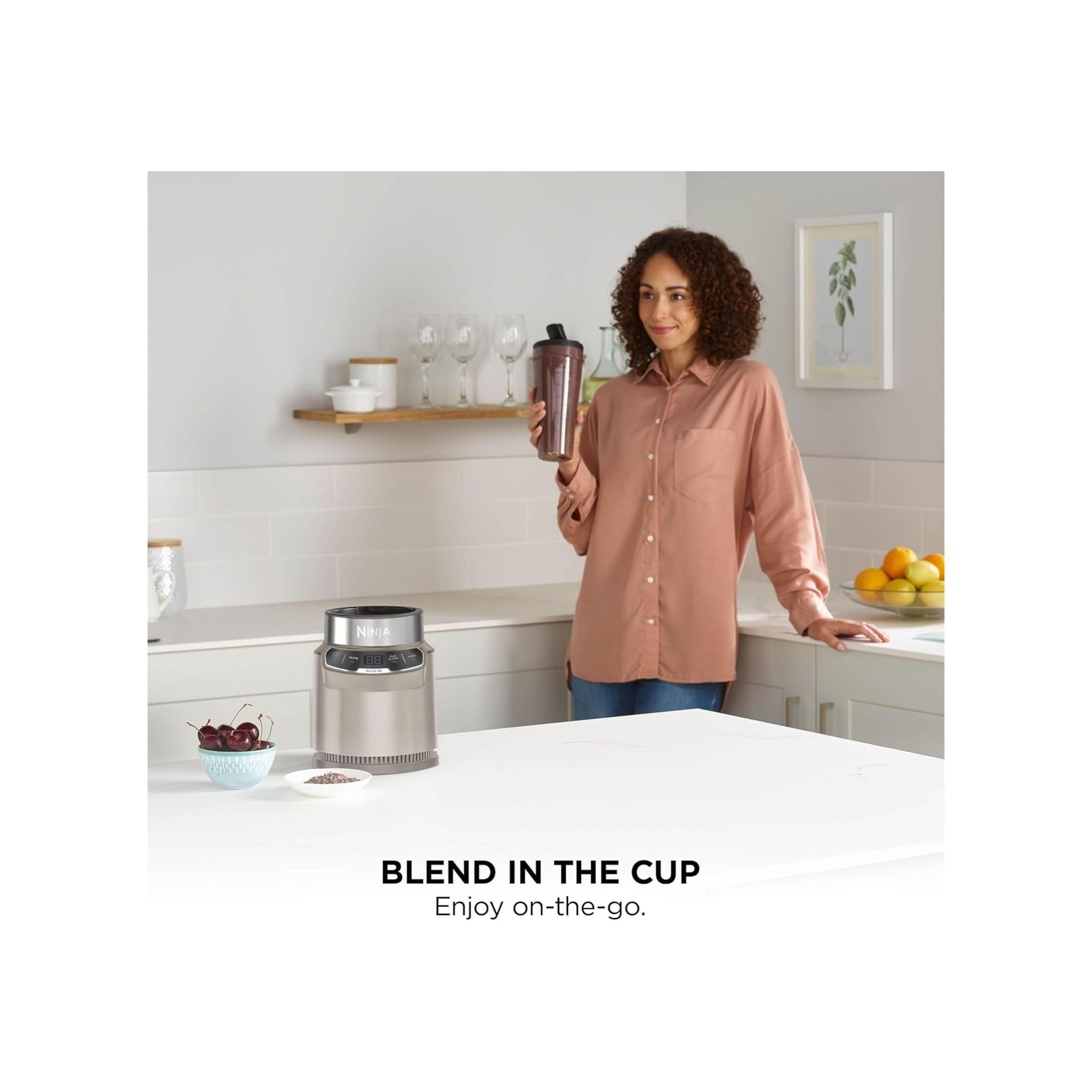 Ninja Ninja 1000W Blender with Auto-iQ, Blend in Cup, One Touch Controls for smoothies, milkshakes, frozen treats – BN500UKSD1