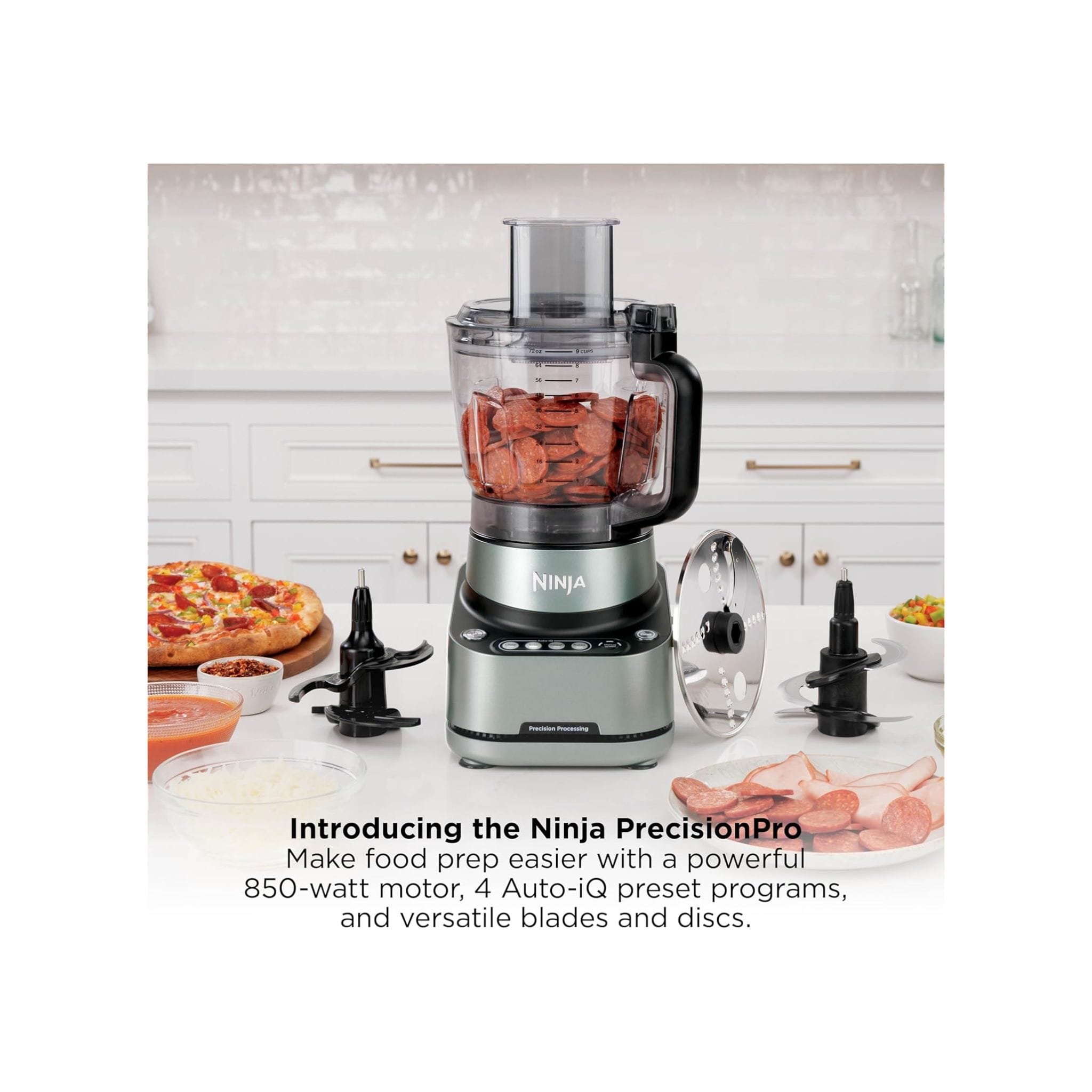 Ninja Ninja PrecisionPro 2.1L Food Processor with 4 Auto Presets and Manual Settings, Make Pizza and Bread Dough, and Slice Vegetables and More- BZ651UK