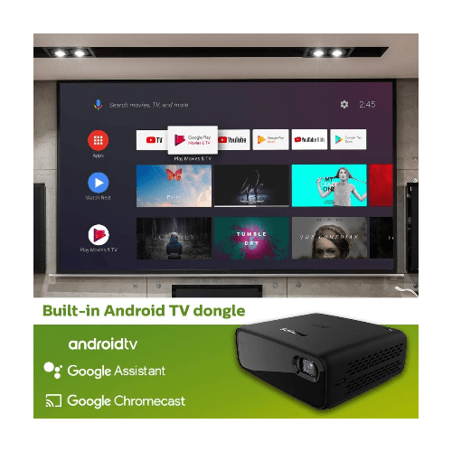 Philips Projectors Philips PicoPix Micro 2TV, DLP Portable Projector, Android TV, up to 4h Battery Life, HDMI, USB-C