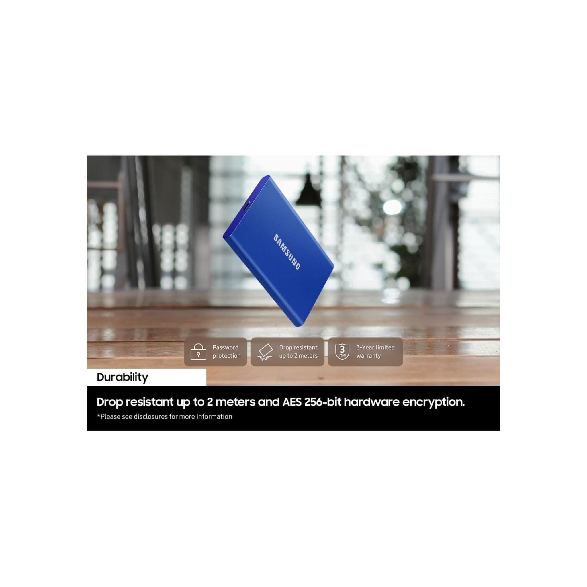 Samsung Storage Samsung T7 Portable SSD - 2 TB - USB 3.2 Gen.2 External SSD Titanium Grey (MU-PC2T0T/WW)