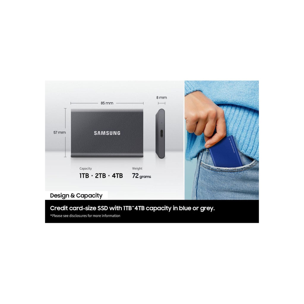 Samsung Storage Samsung T7 Portable SSD - 2 TB - USB 3.2 Gen.2 External SSD Titanium Grey (MU-PC2T0T/WW)