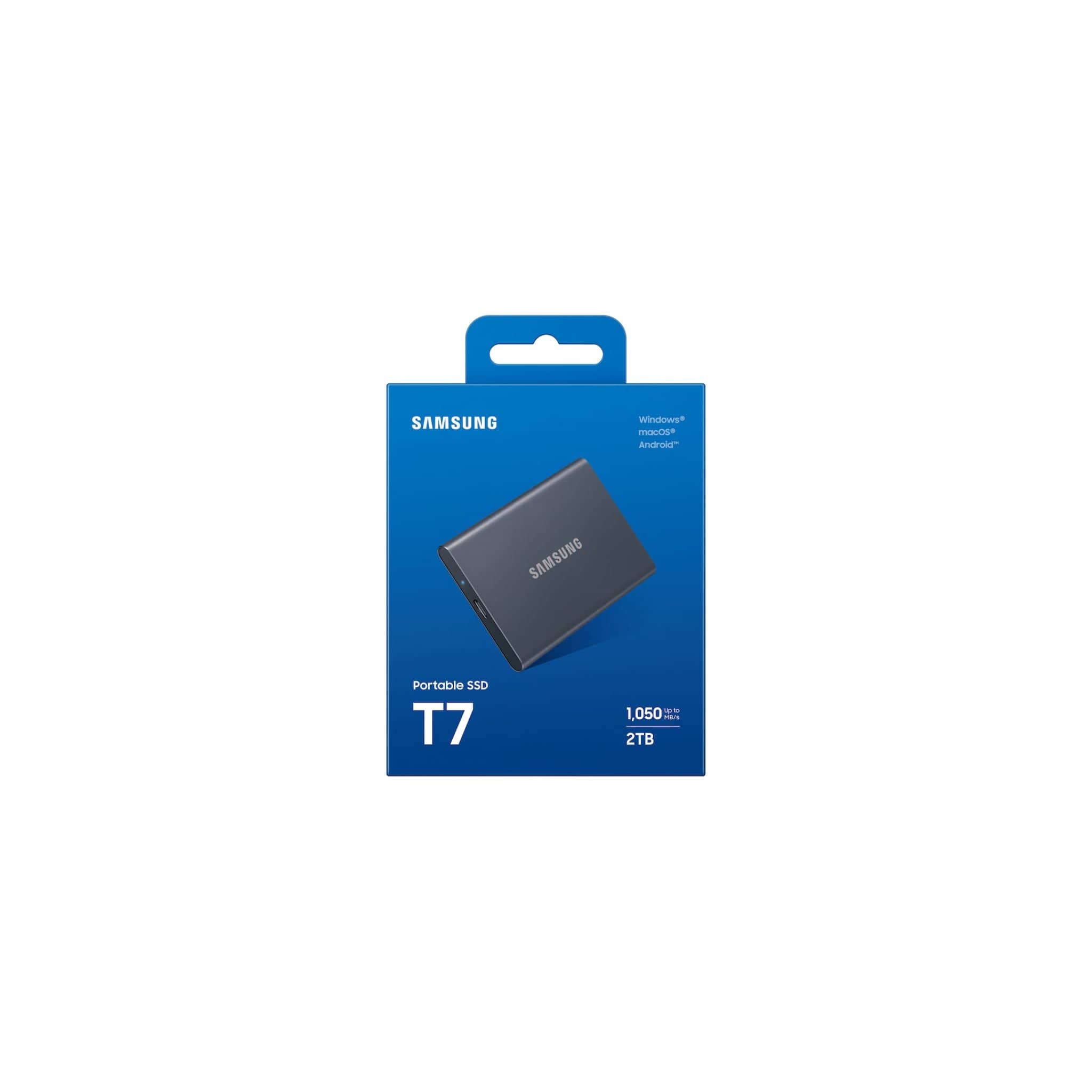 Samsung Storage Samsung T7 Portable SSD - 2 TB - USB 3.2 Gen.2 External SSD Titanium Grey (MU-PC2T0T/WW)