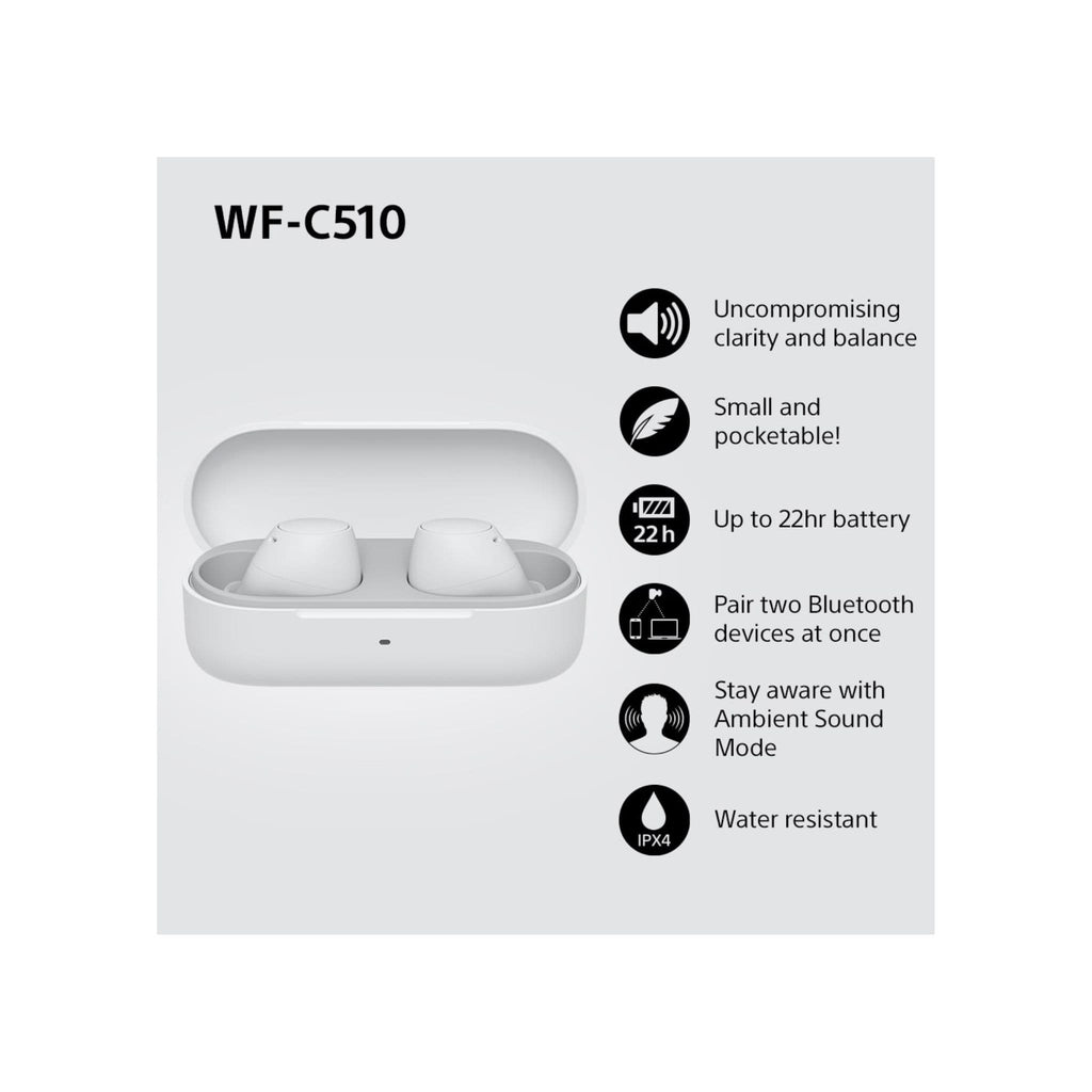 Sony Headphones Sony WF-C510 Truly Wireless Earbuds – Small, Light, Bluetooth In Ear Headphones - White