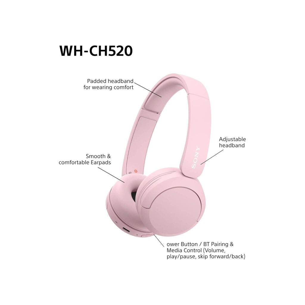 Sony Headphones Sony WH-CH520 Wireless Bluetooth Headphones - Pink