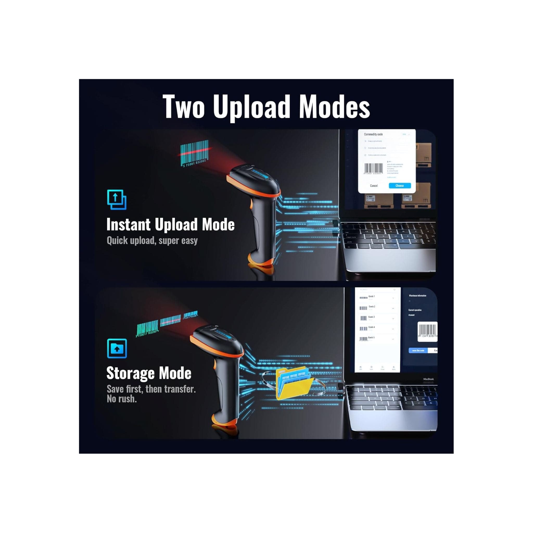 Tera Printers and Scanners Tera 5100 Wireless Rechargeable 1D Laser Barcode Scanner