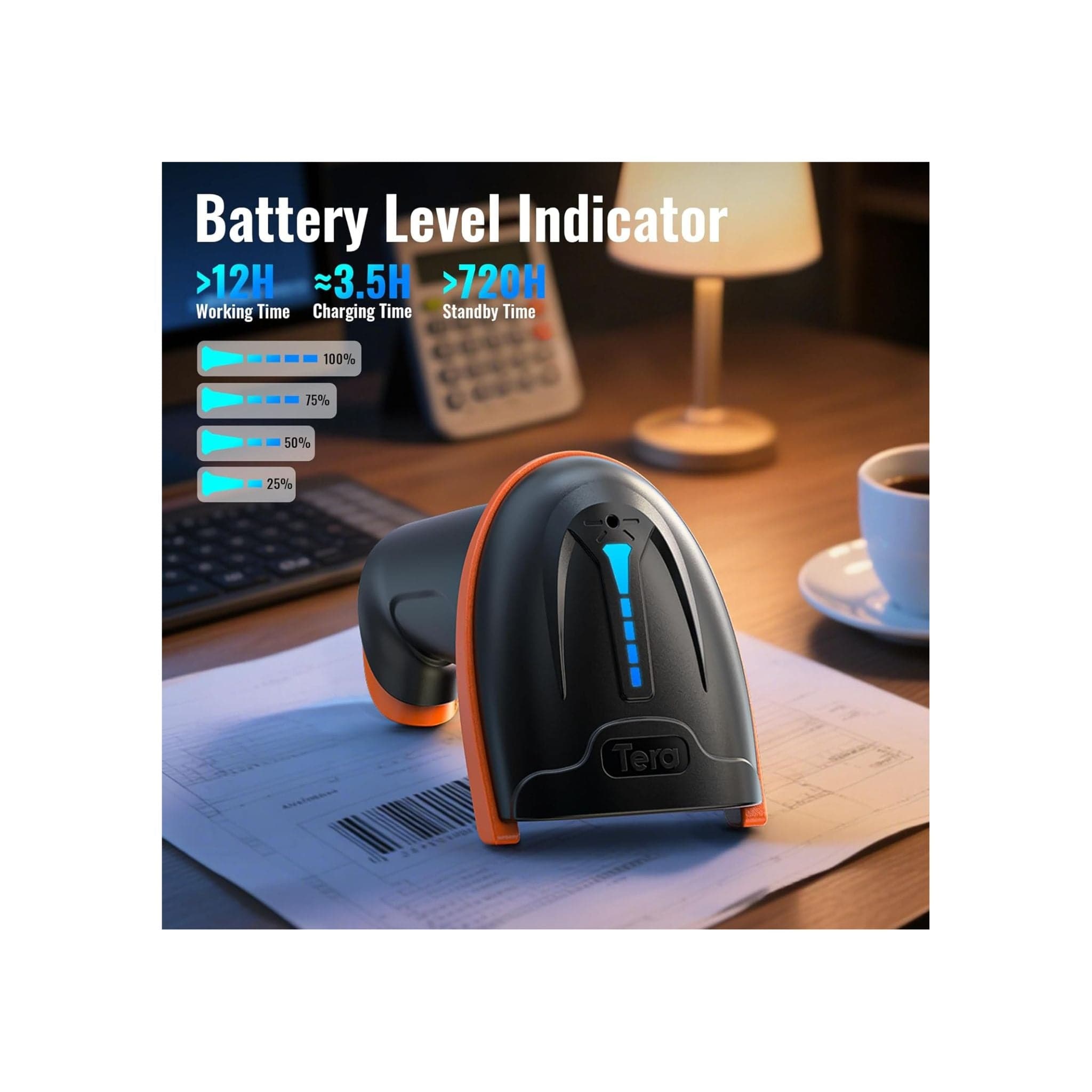 Tera Printers and Scanners Tera D5100 Handheld Wireless 1D 2D Barcode Scanner and QR Code Reader