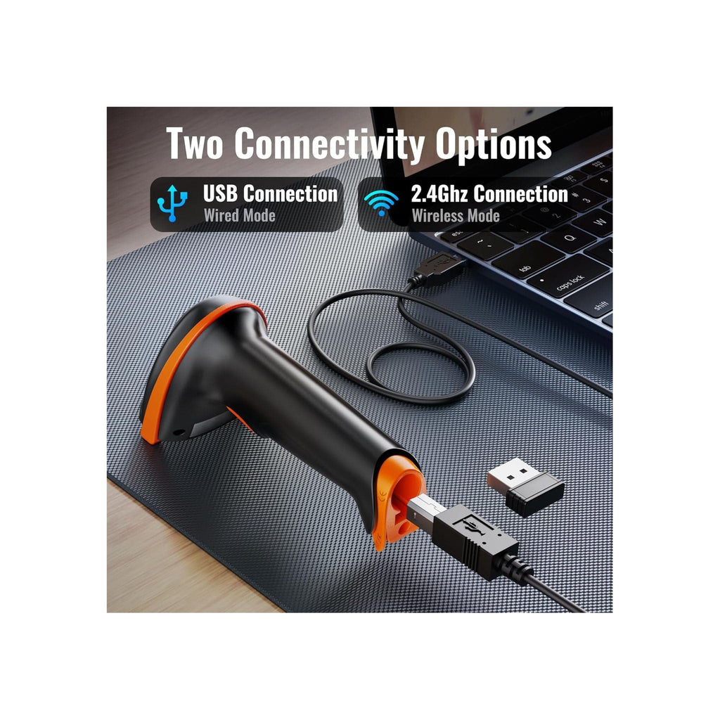 Tera Printers and Scanners Tera  D5100-Z 1D 2D QR 2.4GHz wireless & USB 2.0 Wired Barcode Scanner with Stand