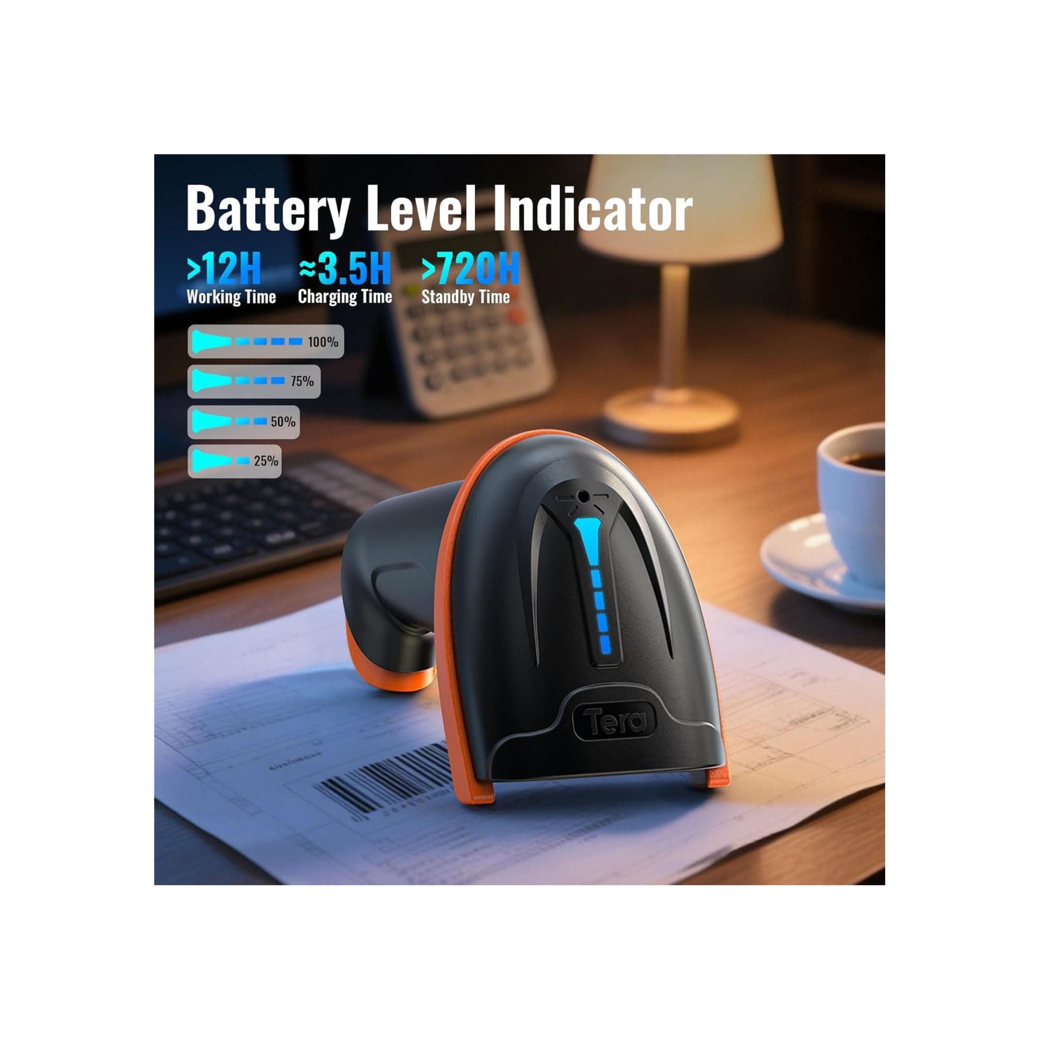 Tera  D5100-Z 1D 2D QR 2.4GHz wireless & USB 2.0 Wired Barcode Scanner with Stand Secondary image