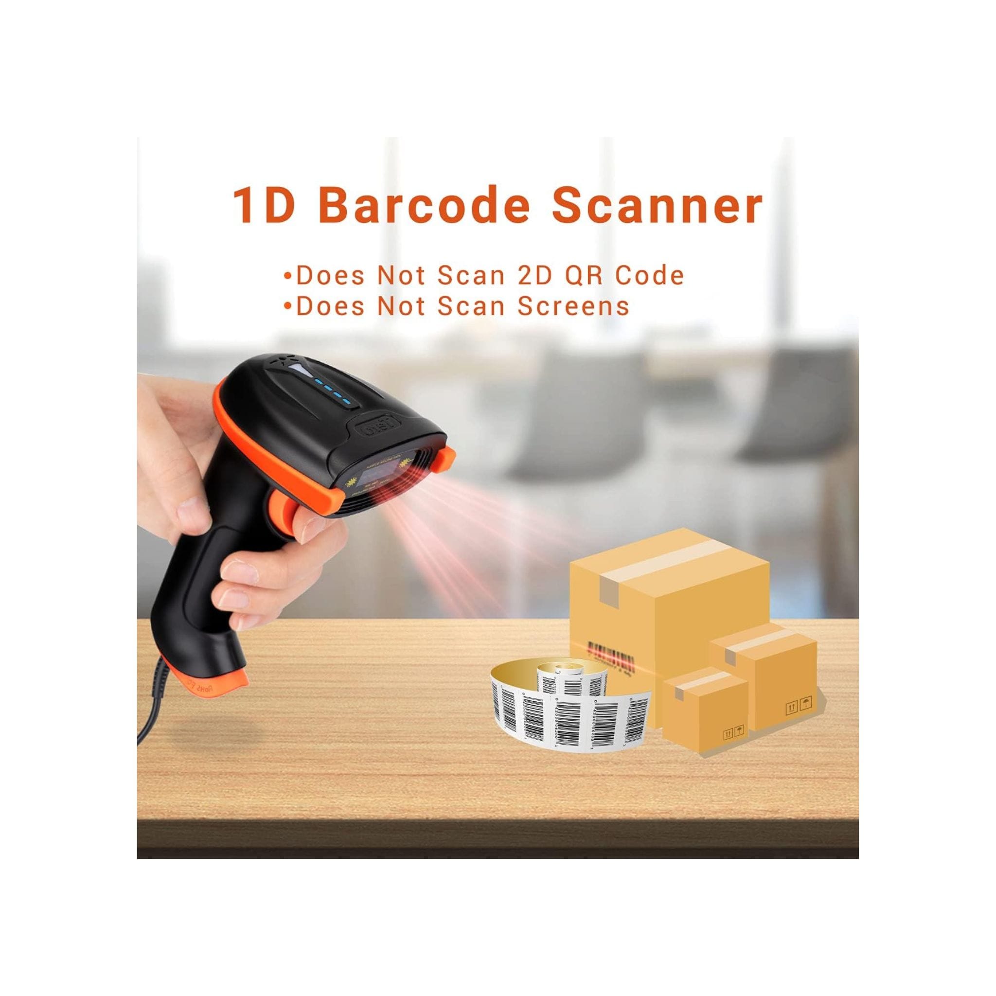 Tera Tera 1D Laser Barcode Scanner: USB Wired Long Range High Speed Handheld 1D Bar Code Reader Plug and Play, L5100Y