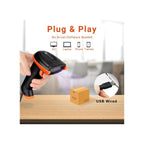 Tera Tera 1D Laser Barcode Scanner: USB Wired Long Range High Speed Handheld 1D Bar Code Reader Plug and Play, L5100Y
